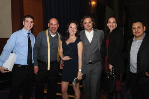 2015 Server of the Year, Kristy Mahler of Agave in Hartford (in black), celebrated with the team members.