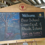 Beer School welcome sign for the launch team inside the brewery.