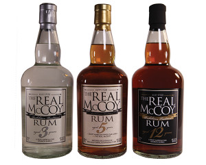 The lineup of 3-, 5- and 12-year aged rums from Real McCoy offered in their markets.