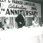 Julius Rosenberg, his wife, Lil, to his left at the company’s 25th Anniversary in 1966.