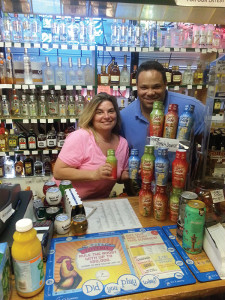 Darchell Wilson, sales representative with Ace Distributing, recently visited Tracy Bonoff, manager of Forest Package Store in West Haven, with Surf Side Shakers.