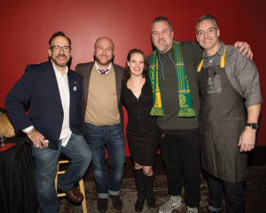 Frank Martucci, Director of Beverage Operations, Twin River Casino; Scott Mayer, Infinium Spirits; Lindsay Matteson, Amar y Amargo, New York City; Willy Shine, Jägermeister; David Delaney Jr., North American Brand Ambassador, Angostura. Photo by Chris Almeida.