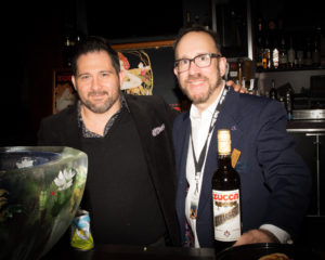 Paul Sevigny of DiSaranno next to Frank Martucci, Director of Beverage Operations, Twin River Casino. Photo By Chris Almeida.