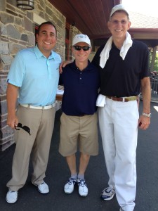 Left to right: Rich Varrato, head golf pro at Tumble Brook Country Club, Mel Simon and Scott Gerber.