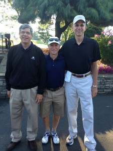 Shown left to right: Tom Yantz, golf writer for The Hartford Courant, Mel Simon, the Tumble Brook Country Club golf member for whom Gerber caddied and Scott Gerber, Senior Vice President, Martin Scott Wines and caddie for a day