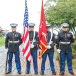 The Marine Corps Honor Guard presentation: Cpl. Thomas Hecht, Sgt. Kennedy Atuatasi, Sgt. Nicholas Rothstein and Sgt. Luis Colamba.