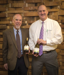 Steve Lancor, Business Manager, CDI and Brett Powell, Field Sales Manager Connecticut, Constellation Brands, Inc. with Notable chardonnays. The 2015 Notable California is bright golden in color and has aromas of fruit and apple with notes of baking spices, butter and toasted vanilla oak. The 2016 Notable Australian Chardonnay is pale straw in color and has aromas of peach and melon with floral flavors of lemon and citrus on the finish. 