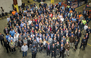 Aerial shot of CDI employees in the new space.