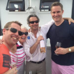 Dave McNulty, Latitude Beverage; Sharon Sweeney, Greenwich Staffing; Jeb Fiorita, Val's Putnam Wines and Liquor, Greenwich holding Lot 33 Rosé; John Cummings.