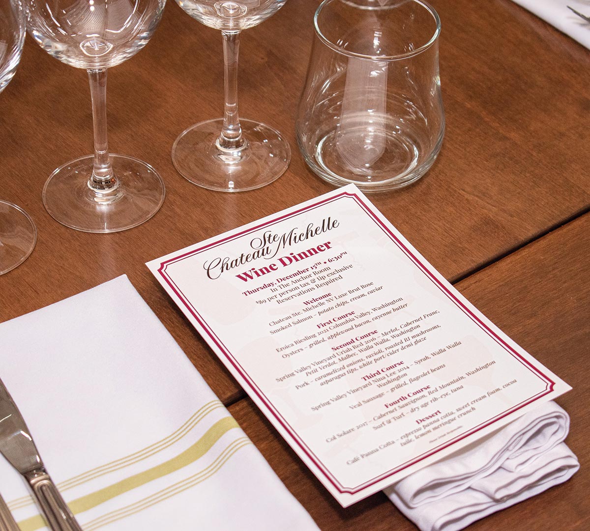 Pairing Dinner Features Chateau Ste. Michelle Wines