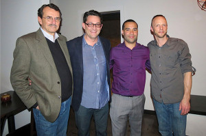 Shown are Kevin Mullins, Executive Director, Community Plates; Tom Hauser, Fairfield County Site Director, Community Plates; Richard Reyes, Owner, Baró; Jason Snopkoski, Beverage Manager, Baró.