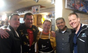 Mehta is shown, second from the right, shown with De Dolle owners and friends. De Dolle’s Kris Herteleer is second from left, with his wife Alice, who also runs the brewery.