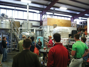 Brewmaster Derek Luke (in orange hat) with guests