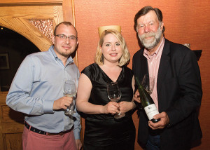 Jesse Sgro, Owner and Sales Director, Sage Cellars; Kate Turner, Sales Associate, Sage Cellars; Stu Smith, Smith-Madrone Vineyards and Winery. Photo by Chris Almeida.