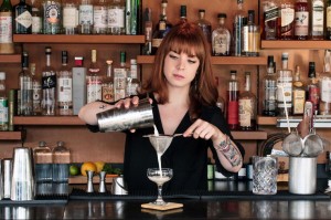 Gillian White, bar manager, Cook & Brown Public House in Providence works a double strain. Photo by CW Almeida. Gillian White, bar manager, Cook & Brown Public House in Providence works a double strain.