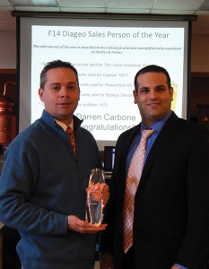 Darren Carbone, Sales Representative, Hartley and Parker and Domenick Italiano, CT Distributor Manager at Diageo. Darren Carbone, Sales Representative, Hartley and Parker and Domenick Italiano, CT Distributor Manager at Diageo.
