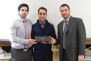 Hartley and Parker Limited honors Matt Parent with a watch for 10 years of service. David Rosenberg, Vice President; Matt Parent, Sales Representative; and Frank LaTorra, Sales Manager.