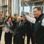 Nico Enriquez, Co-founder, Farmer Willie’s Craft Ginger Beer; Gov. Gina Raimondo; Max Easton, Co-founder, Farmer Willie’s Craft Ginger Beer; Jack Reed, RI State Senator; Mayor Donald Grebien of Pawtucket; Jeremy Duffy, Co-founder and Managing Partner, Isle Brewers Guild, having a “cheers” to the new opening of Isle Brewers Guild. 