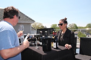 Lisa Strausser from Kermit Lynch Wine Merchants with Eric Nass, Manager, Back Porch Restaurant in Old Saybrook.