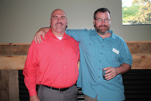 Jeff Conelius, Craft Spirit Specialist, Allan S. Goodman; Adam Baker, Sales Representative, Allan S. Goodman. Allan S. Goodman was representing Woodford Reserve, which received the most guest votes during The Manhattan cocktail contest.