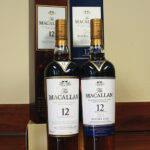 Macallan 12 Year Old Double Cask, aged in European and American oak, is described as a “new take on the signature sherry oak style of The Macallan.”