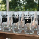 Hartford Prints beer glasses on display.