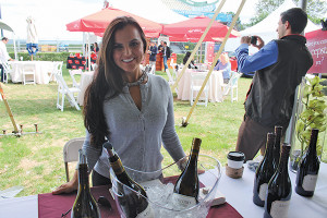 Marlene Torres of Constellation Brands pouring samples of Meiomi Wines.