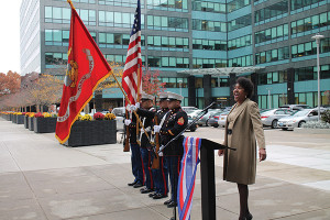 Kimberly Wilson, actress and singer, The Wilson Production, sang the “Star-Spangled Banner” during the opening ceremony.