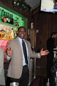 Peter Lloyd Clayton, Owner, Bartenders Academy and competition organizer, welcoming guests.