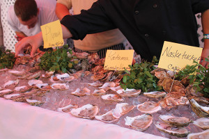 Oysters out for guests to sample.