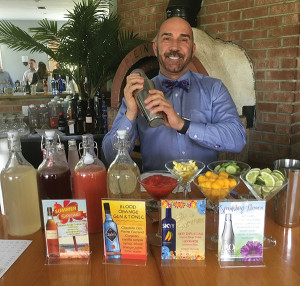 David Brogan, Key Account Manager, Hartley & Parker mixing cocktail samples for guests at Pearl.