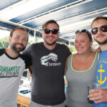 Patrick Cull, Treasurer, USBG RI; Shane Bang, President, USBG Detroit; Liz Cosby, USBG Detroit Member; Greg Mayer, USBG RI Member at Coast Guard House in Narragansett.