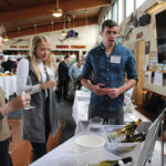 Janna Waite, Key Account Manager and Wine Educator, Eder Bros., discussing white wine varietals with Greenwich Country Club’s Emily Morrison and Francesca Boeser, both food and beverage interns and Head Bartender Rory Wood.