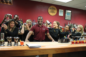 All current students in the Bartender’s Academy unless noted: Veronica Nokuni; Derrick Edmondson; Jazmin Corraol; Peter Lloyd Clayton, Owner, Bartender’s Academy; Gaby Torelli; Naomi Robinson; Priscilla Hooker.