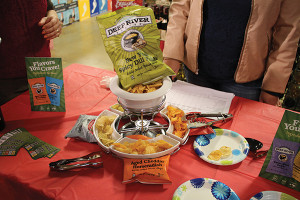 Deep River Snacks tasting display. The company recently moved back to Deep River from Old Lyme.