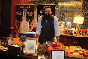2015 Connecticut Distributors, Inc. Mixologist of the Year, Dimitrios Zahariadis of Highland Brass Co., with his cocktail display of “Hacienda Punch” featuring Roca Patron Blanco.