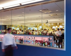 In the Mixology Lab in the Cuisinart Center for Culinary Excellence at Johnson & Wales University's Providence campus, spirits, liqueurs, cocktails and mixology principles are discussed within a cultural, historical and business context. The bottles may be filled with water of various colors, but the recipes and discussion are based on the authentic beverages.