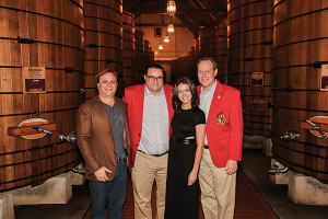 Taken in the Jordan Winery oak tank room on January 21, 2016. John Jordan, CEO, Jordan Winery; Michael Lester, On-Premise Manager, M.S. Walker of Rhode Island; Ashley Cesario, Eastern U.S. Regional Sales Director, Jordan Winery; and Douglas Shaw, Senior Vice President, M.S. Walker.