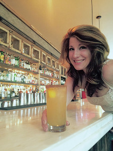 Justine Bassani with Spiced Moonshine Lemonade 