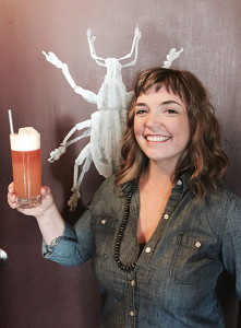 Speck with her winning ShakeStir cocktail, “It’s Raining Men.” Recipe: 1.5 oz. Ron Zacapa Rum 23; 0.5 oz. Rainwater Madeira; 2.5 oz. pineapple juice; 1 egg white; and 2 dashes Angostura Bitters. Combine all ingredients and dry shake for 30. Speck with her winning ShakeStir cocktail, “It’s Raining Men.” Recipe: 1.5 oz. Ron Zacapa Rum 23; 0.5 oz. Rainwater Madeira; 2.5 oz. pineapple juice; 1 egg white; and 2 dashes Angostura Bitters. Combine all ingredients and dry shake for 30.