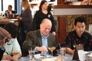 Judges Ben Terry, Craft Brand Manager, Origin Beverage Co.; Steve Foohey, State Sales Manager, Brown-Forman;and Parker Luthman, Bartender, The Eddy and 2017 RI Manhattan Experience winner.