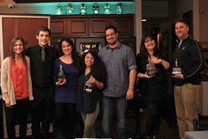 Kristen Cubicciotti, Market Manager MA/RI, Brown-Forman; Jack Mellott; Christina Mercado, 2018 RI Manhattan Experience Winner; Leishla Maldonado; Anthony Guaetta; Adrienne Nicole; and Perry Miller.