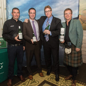 Laphroaig Master Distiller John Campbell; Connecticut’s “Protector of the Peat” Mike DePasqua; CDI’s On Premise Division Manager Mike Evans; and Laphroaig Brand Ambassador Simon Brooking. Photo by Chris Almeida.
