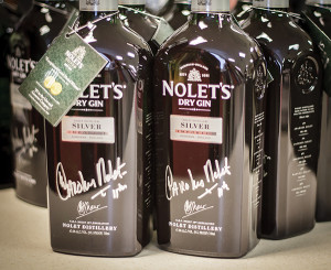 Signed bottles of Nolet’s Gin.