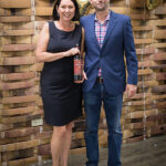 Michelle Ortago, Business Manager, CDI; Michael Gilbert, Division Manager, Trinchero Family Estates, with Ménage à Trois Silk.