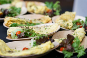 French omelettes from a Marc Sievers recipe, were paired with Taittinger wines.