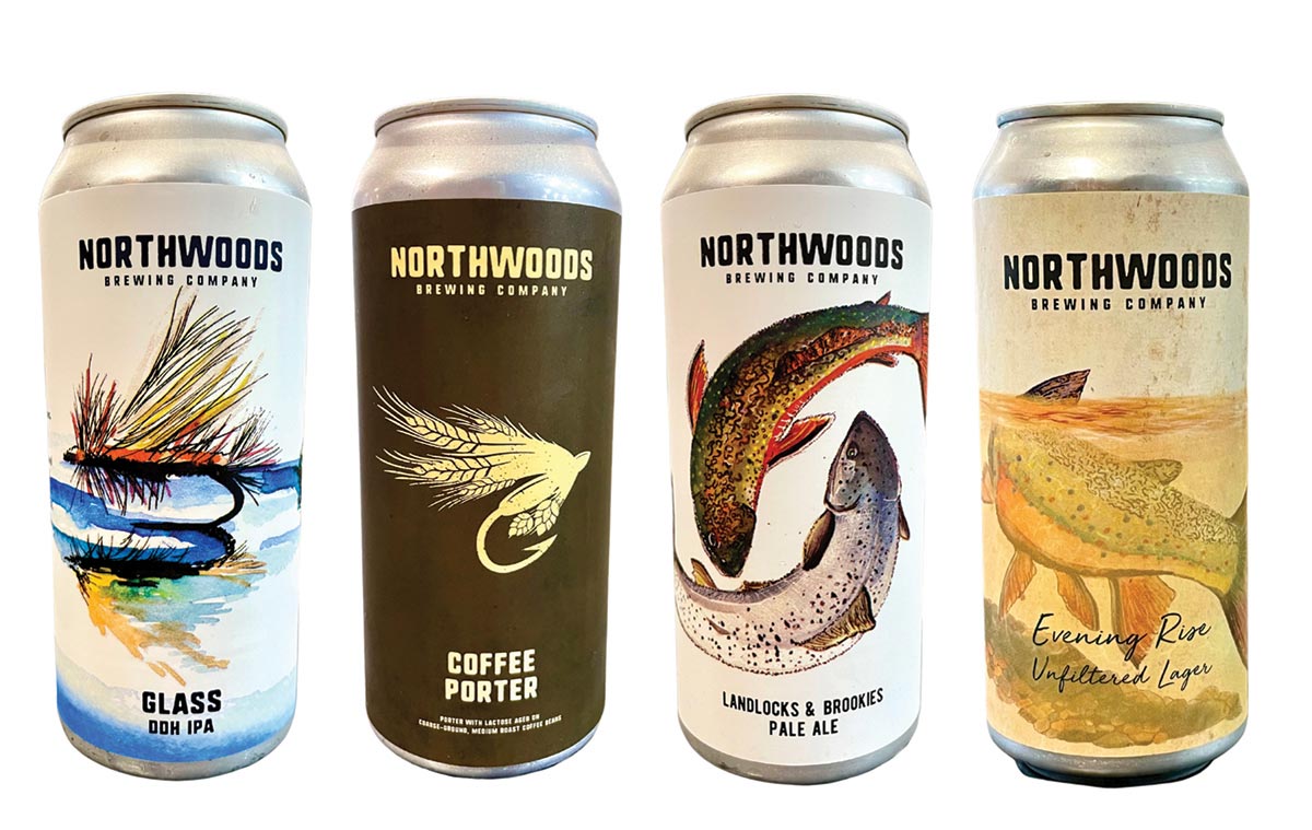 Northwoods Brewing Company’s Glass Double Dry Hopped, Coffee Porter, Landlocks and Brookies and Evening Rise Unfiltered Lager.