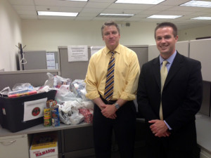 Pictured are Dan Miller, Trade Development Manager from Brescome Barton and Kevin Glah, CT State Manager from Bacardi, along with donations made on May 31, 2013.