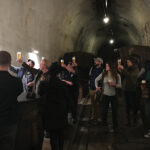 The sales team examining the beers during the tour at the Pilsner Urquell Brewery.