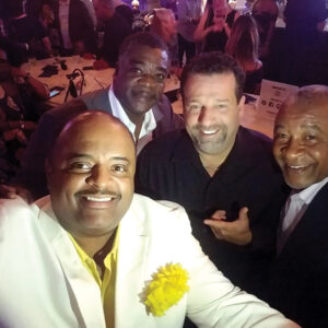 Bruno Ceniccola (middle) at Foxwoods Casino’s High Rollers VIP Lounge with Journalist Roland Martin, Baseball Hall of Fame’s Eddie Murray and Ozzie Smith on August 7, where the Piu Facile wines were served as part of the Jeffrey Osborne Celebrity Golf Classic.